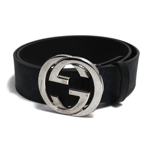 GUCCI Interlocking G Belt sima Black Gray 411924 KGDHX 525040.